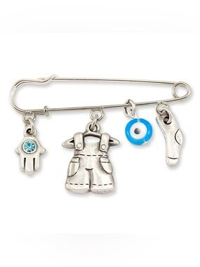 Silver Plated Clothing Safety Pin with Swarovski Crystal- boy NWT